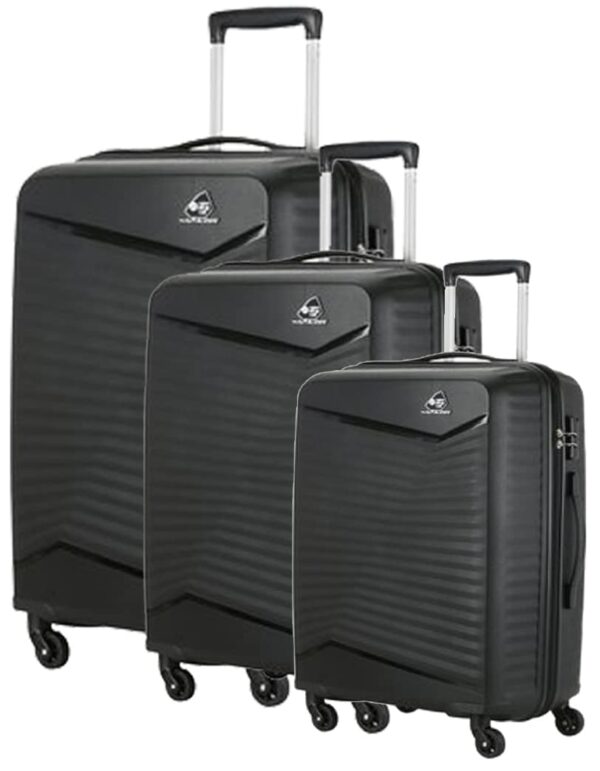 American Tourister Kamiliant Kam-Rocklite Set of 3 Trolley Bags 55 Cm, 68 Cm and 79 Cm Small, Medium and Large Hard-Sided Polypropylene 4 Wheeler Spinner Luggage (Black)