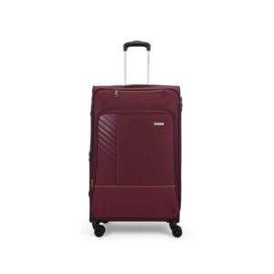 Aristocrat Polyester Vitara Plus Str Exp 8 Wheel 58 Red Soft Spinner Luggage/Trolley Bag (Red, Small)