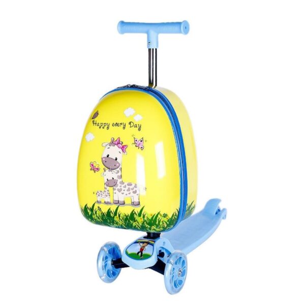 Navrangi Children’s Skateboard Trolley Suitcase | Multifunctional 15-Inch Suitcase with Universal Wheels | Travel Scooter | Holiday Luggage (Pack of 1) (GIRAFFE)