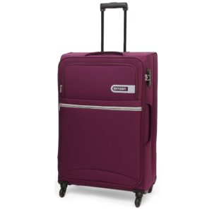 Citizen Journey Pulse Trolley Bag for Travel 78 cms Large Check-in Luggage Bag | Polyester Soft Sided Suitcase for Travel with 4 Spinner Wheel & Built-in Combination Lock (Purple)