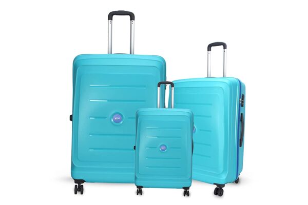 VIP Manama Gold Polycarbonate Luggage Bags (Set of 3 PC) Small Medium and Large| Anti-Theft Zipper 8W HARDSIDED Suitcase with TSA Lock (Turquoise)