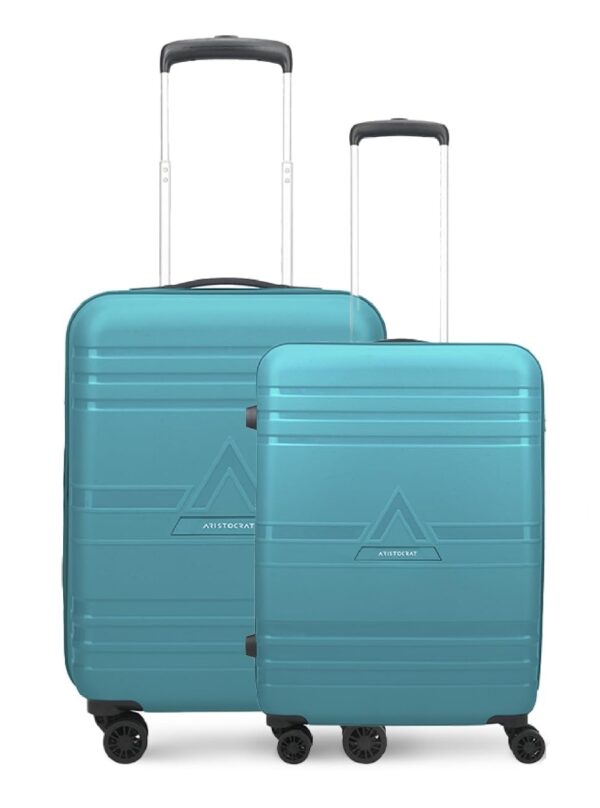 VIP Jet Plus Set of 2 Hard Polypropylene Trolley Luggage Bags (Cabin + Medium) 8W 7 Years Warranty (Teal Blue)