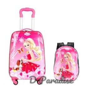 D’s PARADISE Kid’s 16 Inches hardcase Trolley & 13 inches Backpack Cute Doll Girl Cartoon Print Travel Suitcase Bag Combo Luggage for Girl’s and Boy’s