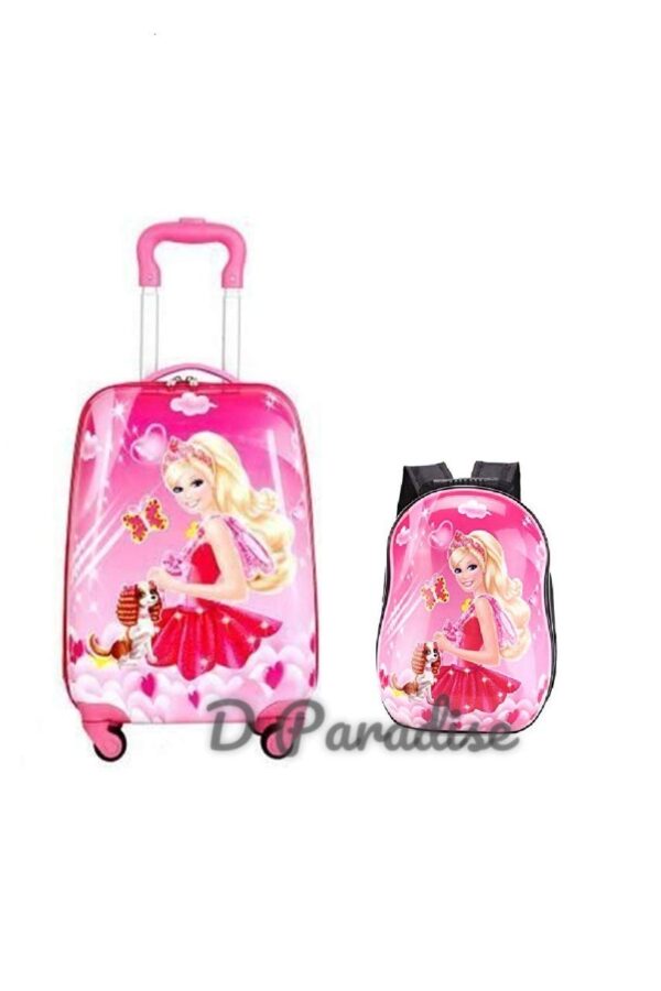 D’s PARADISE Kid’s 16 Inches hardcase Trolley & 13 inches Backpack Cute Doll Girl Cartoon Print Travel Suitcase Bag Combo Luggage for Girl’s and Boy’s