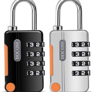 DOCOSS Metal 4 Digit Combination Number Lock for Bag Luggage Locks,Pack of 2 (Black,Grey)