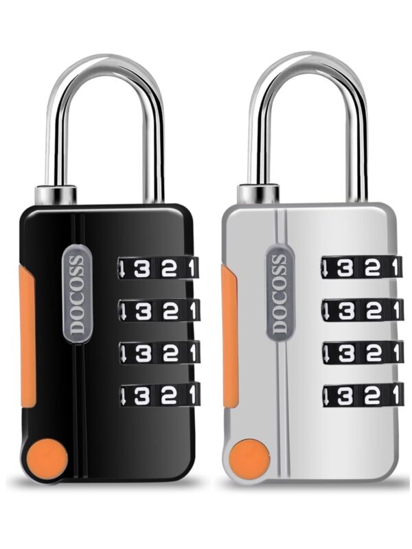 DOCOSS Metal 4 Digit Combination Number Lock for Bag Luggage Locks,Pack of 2 (Black,Grey)