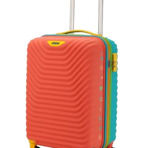 American Tourister Trolley Bag for Travel|Splash 55 Cms Polycarbonate Hardsided Small Cabin Luggage Bag|Speed_Wheel 8 Wheel Suitcase for Travel|Trolley Bag for Travelling, Coral/Teal