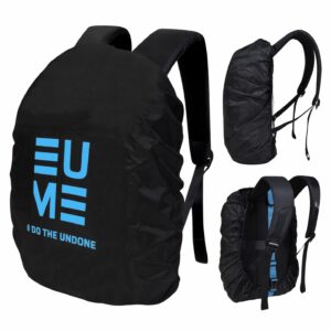 Eume 35L Waterproof Rain & Dust Cover for Backpack with Pouch | Rain Cover for Laptop/School/College & Office Bag | Black Color with Blue Print