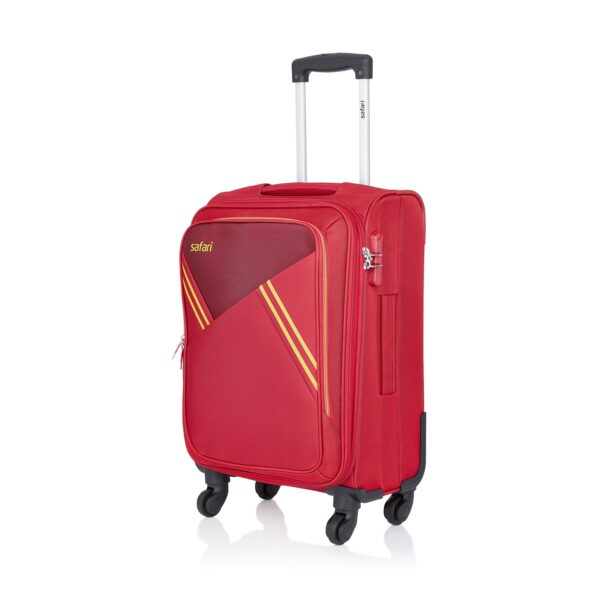 Safari Swift Plus 71cm Medium Checkin Trolley Bag Polyester Expandable Soft Luggage, 4 Wheels 360 Degree Wheeling, Anti-Theft Zippers, Travel Bag, Suitcase for Travel, Trolley Bags for Travel, Red