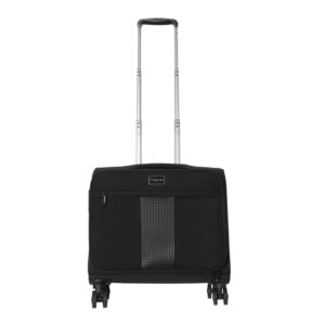 KENNETH COLE Unisex 8- Wheels Polyster Overnighter Trolley Luggage Bag | 16-inch Laptop Compatible Suitcase with Combination Lock |for Men and Women – Black, 37 x 20 x 42.5 CM (L x W x H)