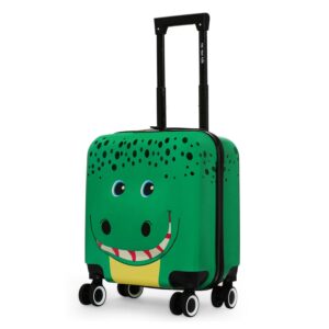 Nasher Miles Tic Tac Toe Polycarbonate Hard-Sided Cabin Luggage for Kids Green 44cm|17inch Kids Trolley Bag |Zoo Crocodile