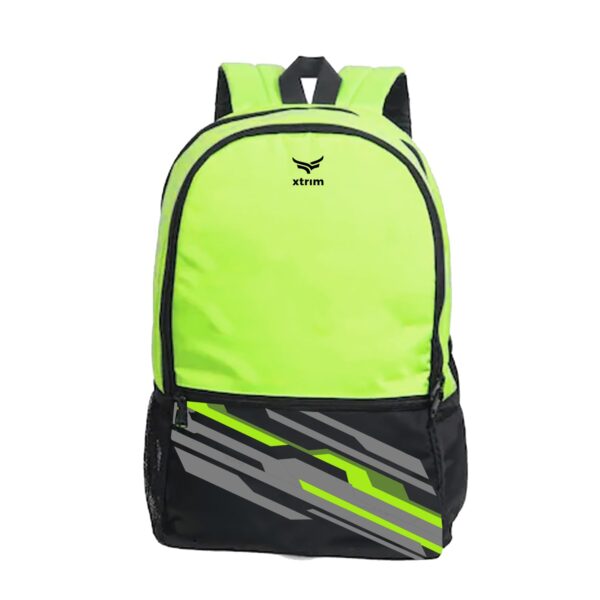 XTRIM 21 litres Backpack for Men & Women, Backpack for Boys & Girls, Water-Resistant, Quick Access Pockets, School Bag for Boys, Travel Bag for Men, (11” x 7.5” x 19.5”, Black & Neon Green)