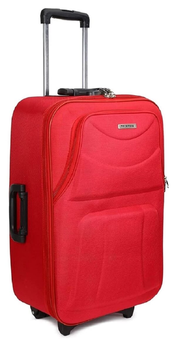 TRUMPKIN Scottish Model Polyester Soft-Side 66Cm Medium Chack-In 2 Wheels Luggage Trolley Bag With Spinner Wheels (Medium, Red), 65 Centimeters