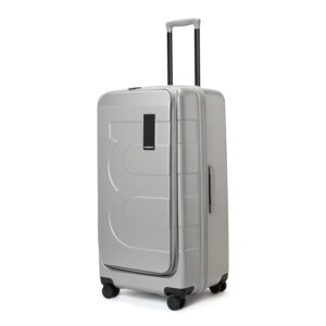 MOKOBARA The Em Access Trunk Large Luggage | Gray Expandable Polycarbonate 8 Spinner Wheel Trolly Hardsided Suitcase With Built In Tsa Lock Travel Suitcase (Seize The Grey) 79.2 Cm