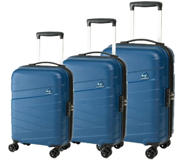 American Tourister Kamiliant Kam-Ryker Set of 3 Trolley Bags 55 Cm, 68 Cm and 79 Cm Small, Medium and Large Hard-Sided Polypropylene 8 Wheeler Spinner (NAVY BLUE)