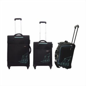 ZIPLOC Polyester Trolley Bag/Suitcase/Luggage (Set of 3, Solitare & Duffle) Solitare & Duffle, Black