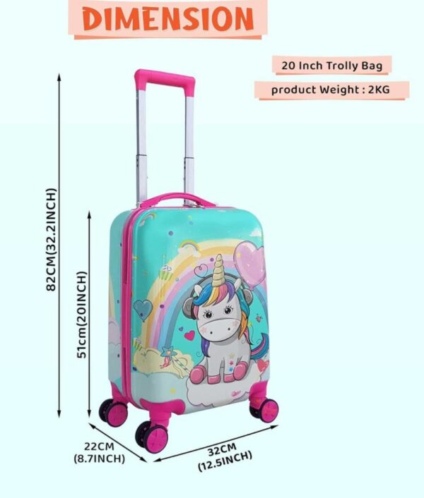 Swarn Products Baby unicorn Cartoon Kid’s Travel Trolley Bag Suitcase for Kids Children Rolling Case Travel Bags 20 inch