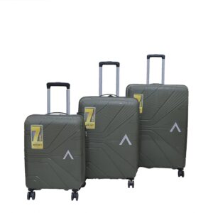 Aristocrat Polypropylene (Set of 3 Hard Suitcase Cabin, (55+66+76Cm) Check-in Lightweight Luggage with 8 Strong Wheels,Secured Combination Lock & 7 Years International Warranty (Olive Green)