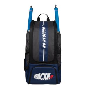 WHACKK Gayle NVY Blu Blk Backpack Duffle Trolley Wheelie Cricket Kit Bag Adult Size 2 Bat Pocket Shoe/Helmet Pkt Main Compartment 2 Bottle Holder Player Edition (Senior)