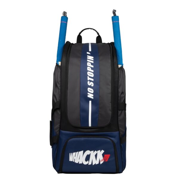 WHACKK Gayle NVY Blu Blk Backpack Duffle Trolley Wheelie Cricket Kit Bag Adult Size 2 Bat Pocket Shoe/Helmet Pkt Main Compartment 2 Bottle Holder Player Edition (Senior)