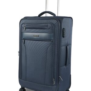 Nasher Miles Berlin Expander Soft-Sided Polyester Front Laptop Compartment Check-in Luggage Navy Blue 28 inch |75cm Trolley Bag