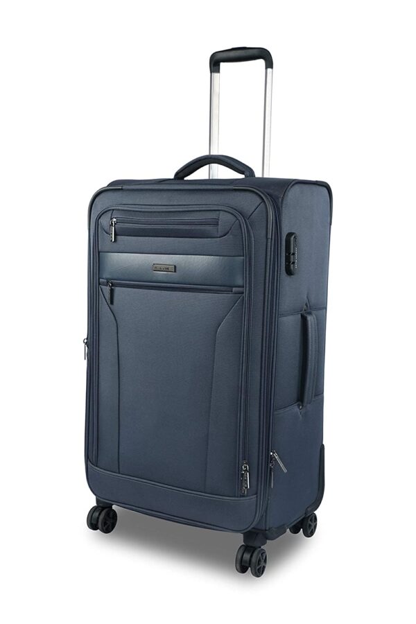 Nasher Miles Berlin Expander Soft-Sided Polyester Front Laptop Compartment Check-in Luggage Navy Blue 28 inch |75cm Trolley Bag