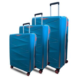 Kamiliant Polypropylene American Tourister Hardshell Inline Trolley Bags Set Of 3 (Small Medium Large) Luggage 8 Wheels (Blue), H-32 Centimeters