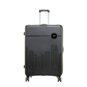 Skybags Cityscape 79Cms Polypropylene Hardsided Large Size 8 Spinner Wheels Anti Theft Zipper Black Suitcase