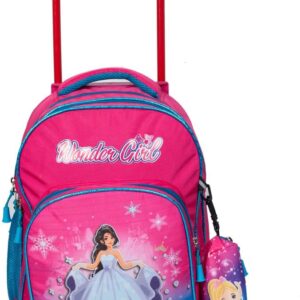 Indian Riders Wonder Girl Kids School Trolley Bag with Pencil Pouch 16 Inches – (Pink, 25 L)