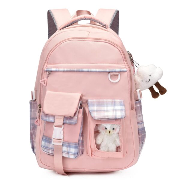 Tinytot 26 Liter, Stylish & Trendy Water Resistant With Teddy Keychain And Small Teddy Bear High Storage School Bag College Travel Standard Backpack For Girls & Women 2nd Standard Onwards, 18 Inch