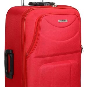 New Jersey Travellers Scottish Model Polyester Soft-Side 66Cm Medium Chack-In Luggage Trolley Bag…(Medium, Red, Spinner Wheels)