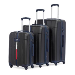 Tommy Hilfiger Wyoming Unisex Hard Luggage (Set of 3) – Black, Cabin+Mid+Cargo Trolley Bag