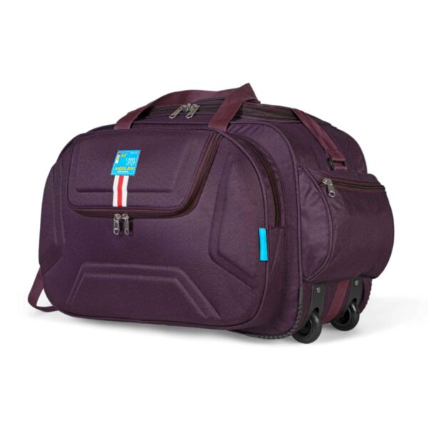 M MEDLER Derben Nylon 55 litres Waterproof Strolley Duffle Bag- 2 Wheels – Luggage Bag (Purple)