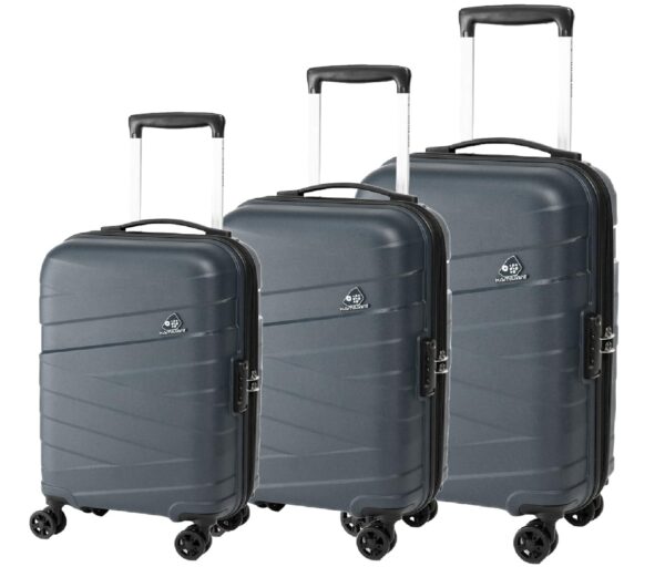 American Tourister Kamiliant Kam-Ryker Set of 3 Trolley Bags 55 Cm, 68 Cm and 79 Cm Small, Medium and Large Hard-Sided Polypropylene 8 Wheeler Spinner (IRON GREY)