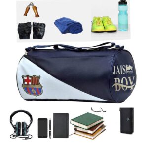 JAIS BOY Sports FCM Leather Duffle Gym Bag for Men and Women for Fitness – Bag Size 44cm x 23cm x 23cm – Color Blue