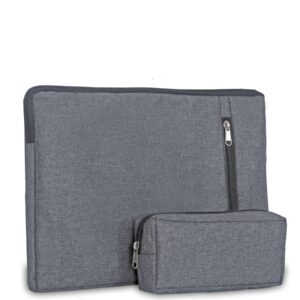 LandVK Laptop Cover Bag, Laptop Sleeve with Charger Pouch, 15.6 Inches, Grey