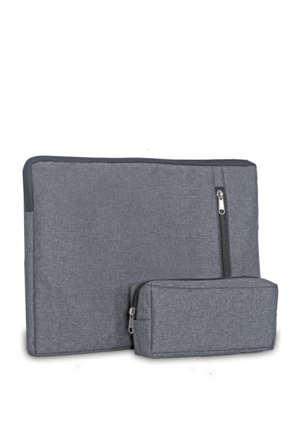 LandVK Laptop Cover Bag, Laptop Sleeve with Charger Pouch, 15.6 Inches, Grey