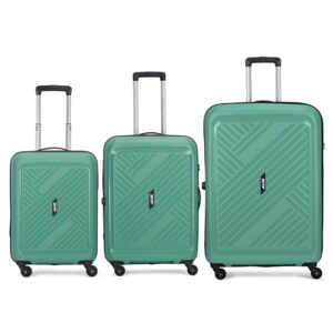 ALFA Rhino 3 Pc Set Cabin 55 cm(Small) Check-in 65 cm(Medium) Check-in 75 cm(Large) 4 Wheels Trolley Bags for Travel, Hard Case Lightweight Bag with 3 Years Warranty(Green)