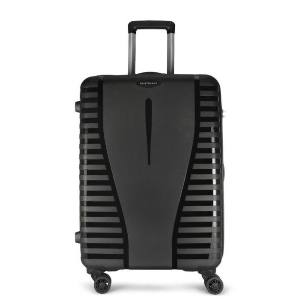 Aristocrat Quest Strolly 76 Cm 360°|Trolley Bag, Speed_Wheel Suitcase For Travel, 8 Wheel Luggage For Men And Women, Polypropylene Hard Side Cabin And Check In Bag (Jet Black, Large), 73 Centimeters