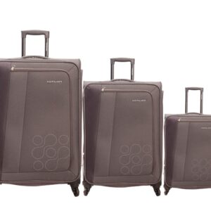 American Tourister Kamiliant (Set Of 3)-Polyester Small 56 Cm, Medium 68 Cm & Large 79 Cm 4 Wheels Spinner Softshell sided Luggage Trolley Bag Set (Grey), 70 Centimeters, 30 Centimeters