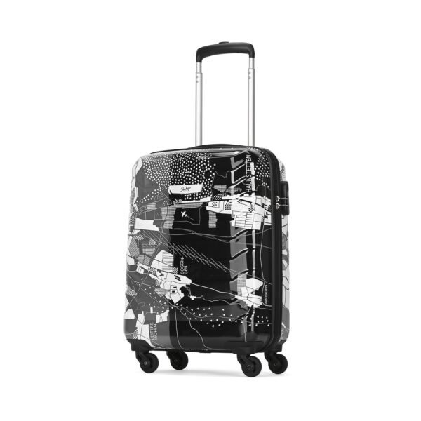 Skybags Acrylonitrile Butadiene Styrene (Abs) Trooper Cabin Hard Luggage (55Cm) | Luggage Trolley with 4 Spinner Wheels and Resettable Combination Lock | Black Medium