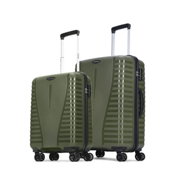 Aristocrat Airpro 2 Pc Set Cabin 55cm(Small) Check-in 66cm(Medium) 8 Wheels Trolley Bags for Travel Hard Case Luggage, Lightweight Bag, with Combination Lock & 7 Years Warranty (Green)