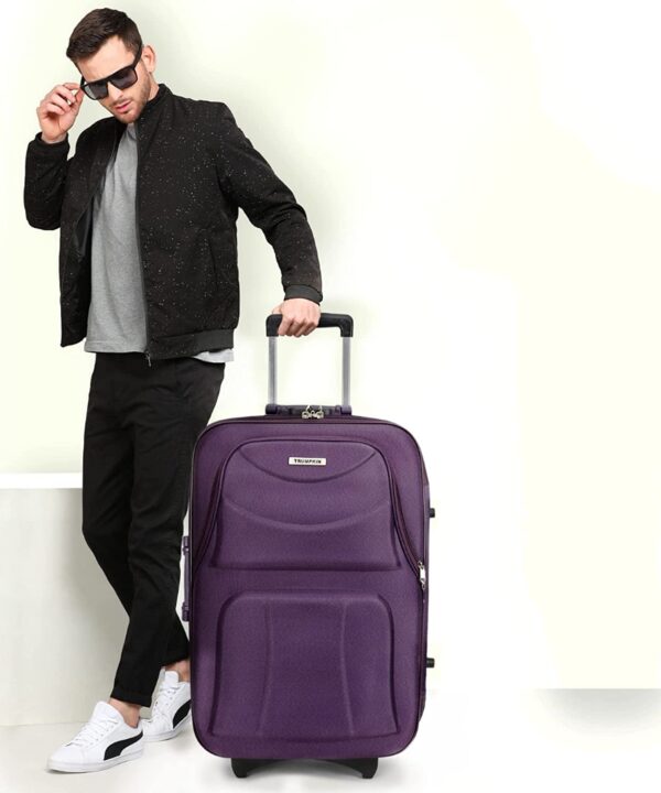 New Jersey Travellers Scottish Model Polyester Soft-Side 66Cm Medium Chack-In Luggage Spinner Trolley Bag…(Medium, Purple)