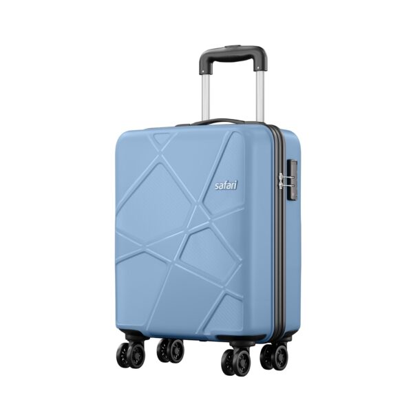 Safari Pentagon Plus 55 Cms Small Size Cabin Hardshellside Polypropylene 8 Wheels Luggage/Suitcase/4 Wheel Inline Trolley Bag with TSA Lock (Slate Blue)