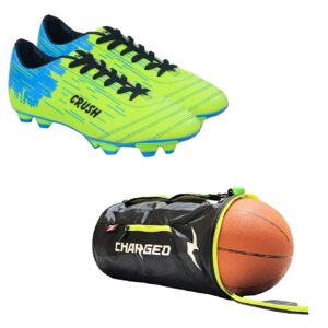 Charged Sports Bag Bueno Black Lime With Gowin Football Shoe Crush Green Cyan Size-8