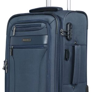 Nasher Miles Berlin Expander Soft-Sided Polyester Front Laptop Compartment Cabin Luggage Navy Blue 20 inch |55cm Trolley Bag