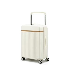 THE ASSEMBLY Hard-Sided Medium Spinner, White Check-In Luggage – 65 Cms | Premium Polycarbonate Wide Handle Trolley Bag With In-Built Tsa Lock & Silent 8 Wheels – 65 Liters – Rover