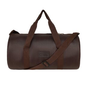 Leather World Vegan Leather 24 Cms Duffle/Shoulder/Gym Bag for Men & Women Brown Travel Friendly Bag Gifts for Men