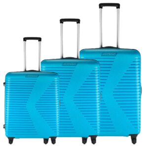 VIP Aristocrat Ultra Strong Polypropylene Hardsided Luggage Spinner 4 Wheels with Anti Theft Zipper Set of 3 (55cm+66cm+76cm),5 Years International Warranty (Teal Blue)