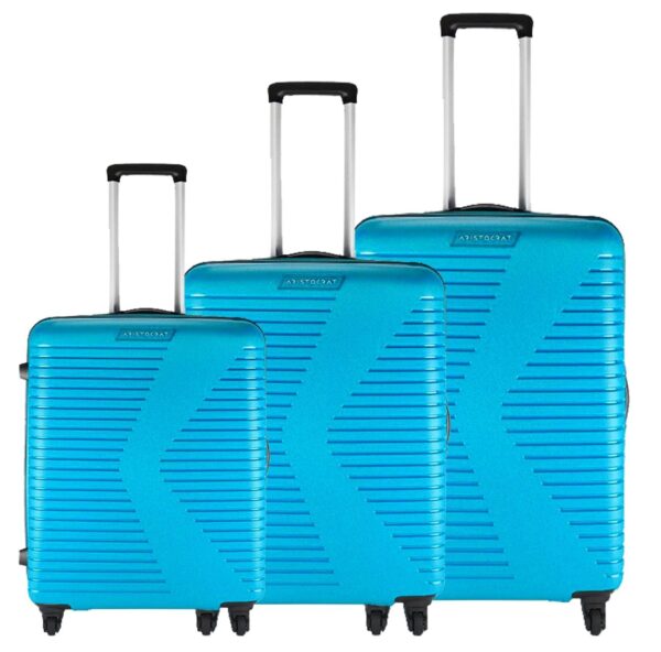 VIP Aristocrat Ultra Strong Polypropylene Hardsided Luggage Spinner 4 Wheels with Anti Theft Zipper Set of 3 (55cm+66cm+76cm),5 Years International Warranty (Teal Blue)